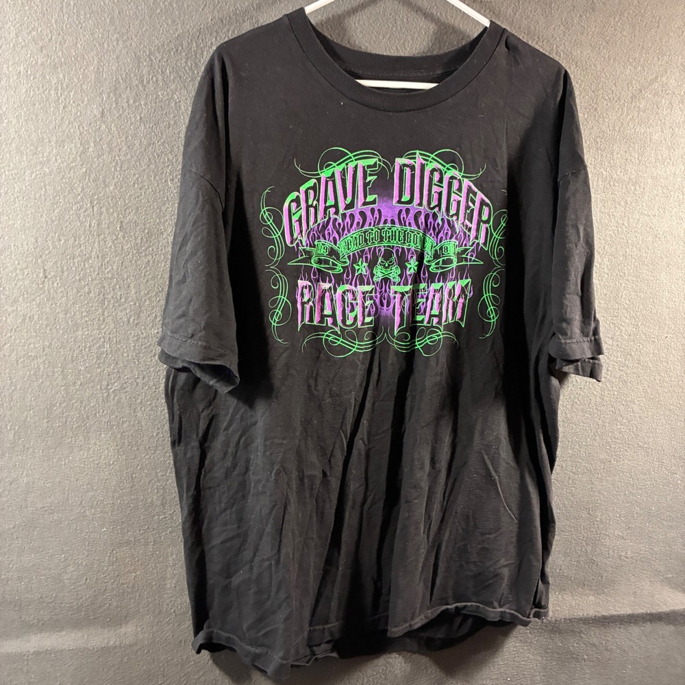 Monster Jam Grave Digger tee 2x Race Team Graphic T-Shirt Black grunge goth punk